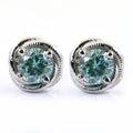 2 Ct Blue Diamond Solitaire Studs in 925 Sterling Silver - ZeeDiamonds