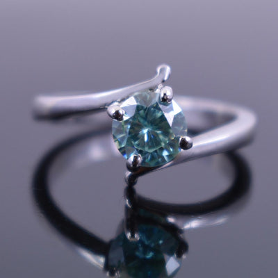 0.85 Ct AAA Certified Blue Diamond Solitaire Ring, Great Design - ZeeDiamonds