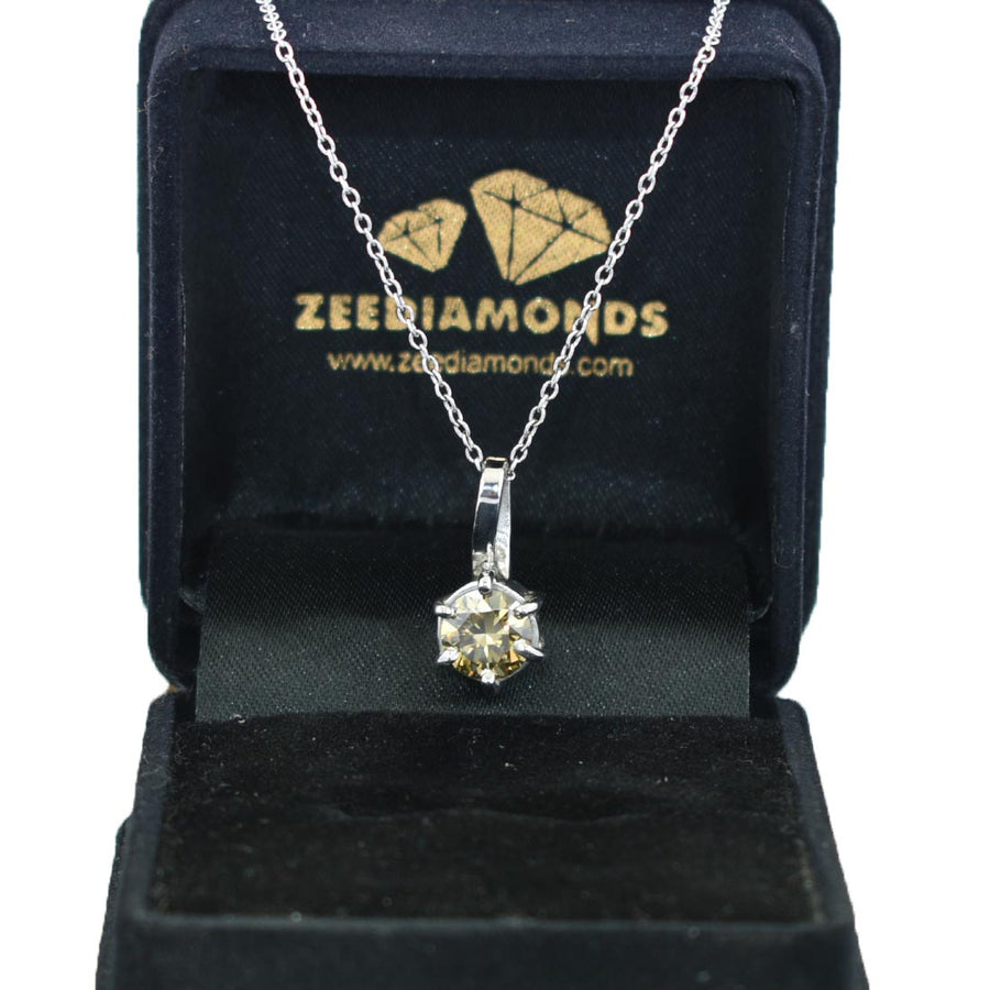 1.45 Ct AAA Certified Elegant Champagne Diamond Solitaire Pendant - ZeeDiamonds
