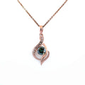 0.65 Ct Elegant Blue Diamond Pendant with Rose-Cut Diamond Accents - ZeeDiamonds