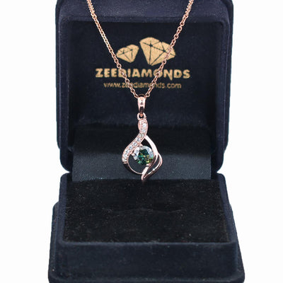 0.65 Ct Elegant Blue Diamond Pendant with Rose-Cut Diamond Accents - ZeeDiamonds