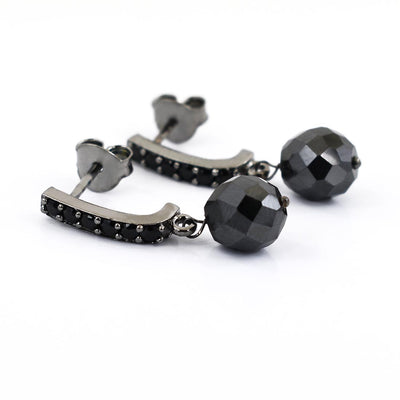 7 mm Certified Black Diamond Designer Earrings For Women's - ZeeDiamonds