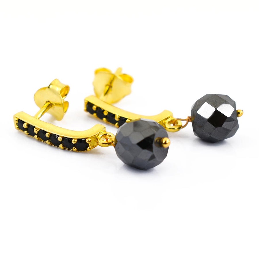 7 mm AAA Certified Black Diamond Designer Earrings, Latest Style - ZeeDiamonds
