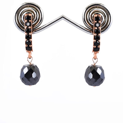 7 mm Certified Black Diamond Designer Earrings in Rose Gold Finish - ZeeDiamonds