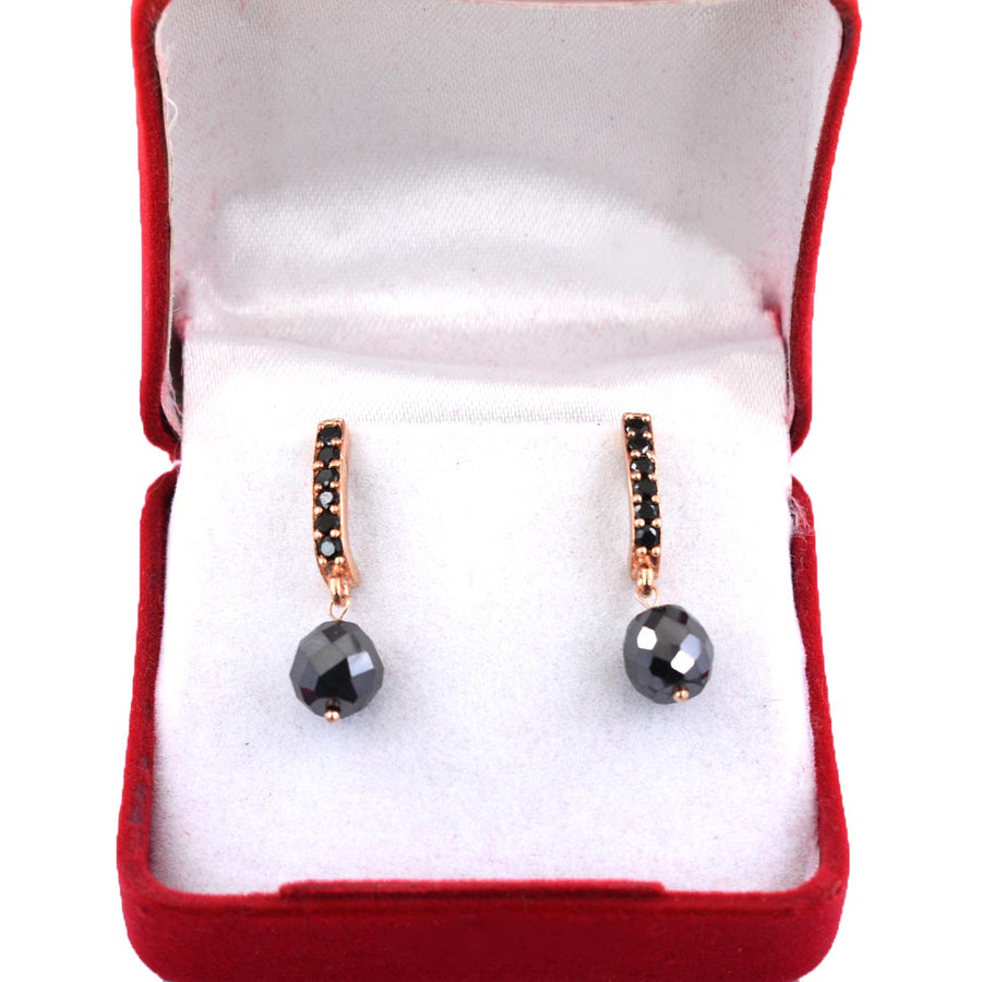 7 mm Certified Black Diamond Designer Earrings in Rose Gold Finish - ZeeDiamonds
