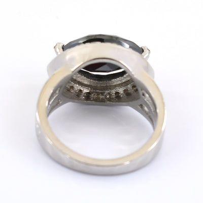4.65 Ct Black Diamond Solitaire Designer Ring with Diamond Accents - ZeeDiamonds