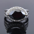 4.50 Cts Marquise Cut Black Diamond Solitaire with Accents Designer Ring - ZeeDiamonds