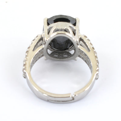 7 Ct Black Diamond Ring With Rose Cut Diamond Accents - ZeeDiamonds