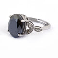 6 Ct Black Diamond Solitaire Cocktail Ring with White Diamond Accents - ZeeDiamonds