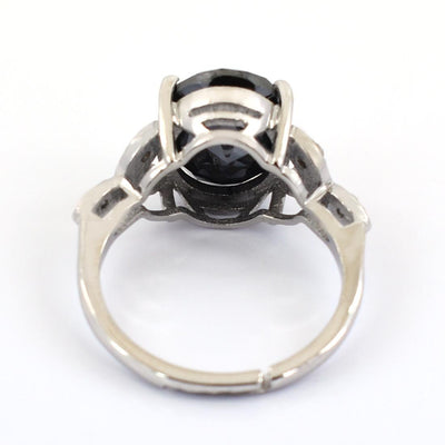 6 Ct Certified Black Diamond Ring With Diamond Accents - ZeeDiamonds