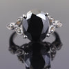 6 Ct Black Diamond Solitaire Cocktail Ring with White Diamond Accents - ZeeDiamonds