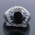 4 Ct Certified Black Diamond Ring With Diamond Accents - ZeeDiamonds