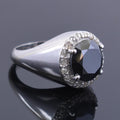 4.50 Ct Black Diamond Solitaire Cocktail Ring with Diamond Accents - ZeeDiamonds