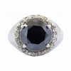 4 Ct Certified Black Diamond Ring With Diamond Accents - ZeeDiamonds