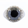 4.50 Ct Black Diamond Solitaire Cocktail Ring with Diamond Accents - ZeeDiamonds