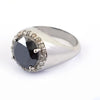 4.50 Ct Black Diamond Solitaire Cocktail Ring with Rose Cut Diamond Accents, Great Shine & Luster