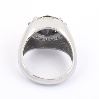 4 Ct Certified Black Diamond Ring With Diamond Accents - ZeeDiamonds