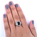 4 Ct Certified Black Diamond Ring With Diamond Accents - ZeeDiamonds