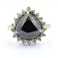 5 Ct Trillion Shape Black Diamond Ring With Diamond Accents - ZeeDiamonds