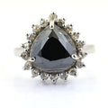 5.10 Ct Black Diamond Solitaire Designer Ring with Diamond Accents - ZeeDiamonds