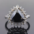 5.10 Ct Black Diamond Solitaire Designer Ring with Diamond Accents - ZeeDiamonds