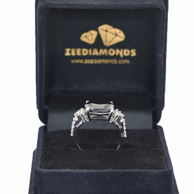 3 Ct Black Diamond Ring With Rose Cut Diamond Accents - ZeeDiamonds