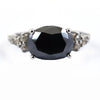 3 Ct Black Diamond Ring With Rose Cut Diamond Accents - ZeeDiamonds