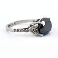 3 Ct Black Diamond Ring With Rose Cut Diamond Accents - ZeeDiamonds