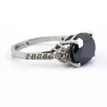 5.20 Ct Black Diamond Solitaire Cocktail Ring with Diamond Accents - ZeeDiamonds