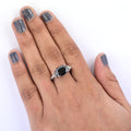 5.20 Ct Black Diamond Solitaire Cocktail Ring with Diamond Accents - ZeeDiamonds