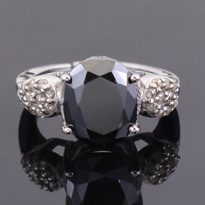 4.5 Ct Black Diamond Designer Ring With Rose Cut Diamond Accents - ZeeDiamonds