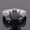 6.75 Ct Black Diamond Solitaire Designer Ring with Diamond Accents - ZeeDiamonds