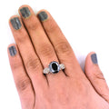 6.55 Ct Black Diamond Solitaire Cocktail Ring with Diamond Accents - ZeeDiamonds