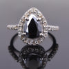 2.80 Ct Black Diamond Solitaire Designer Ring with Diamond Accents - ZeeDiamonds