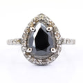 2.80 Ct Black Diamond Solitaire Designer Ring with Diamond Accents - ZeeDiamonds