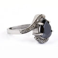 2.5 Ct Certified Pear Shape Black Diamond Ring With Diamond Accents - ZeeDiamonds