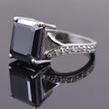 3 Ct Certified Emerald Cut Black Diamond Ring With Diamond Accents - ZeeDiamonds