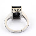 7 Ct Certified Emerald Cut Black Diamond Ring With Diamond Accents - ZeeDiamonds