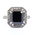 3.5 Ct Black Diamond Ring With Rose Cut Diamond Accents - ZeeDiamonds