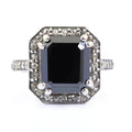 5.30 Ct Black Diamond Solitaire Designer Ring with Diamond Accents - ZeeDiamonds