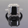 5.30 Ct Certified Black Diamond Solitaire Designer Ring with Diamond Accents- Great Shine & Luster