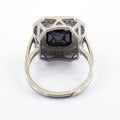 5.30 Ct Black Diamond Solitaire Cocktail Ring with Diamond Accents - ZeeDiamonds