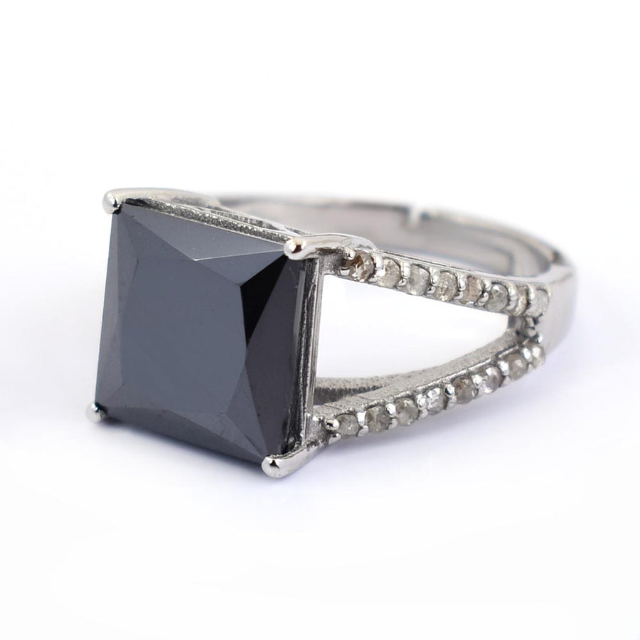 2.5 Ct Certified Black Diamond Ring With Diamond Accents - ZeeDiamonds