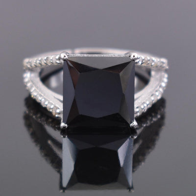 2.5 Ct Certified Black Diamond Ring With Diamond Accents - ZeeDiamonds