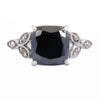 4.30 Cts Cushion Cut Black Diamond with White Diamond Accents Designer Ring - ZeeDiamonds