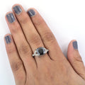 4.30 Cts Cushion Cut Black Diamond with White Diamond Accents Designer Ring - ZeeDiamonds