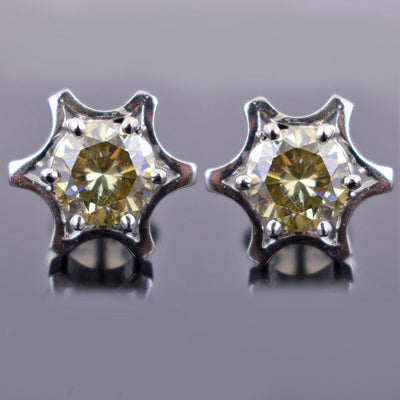 1.4 Ct Champagne Diamond Solitaire Studs in 925 Silver - ZeeDiamonds