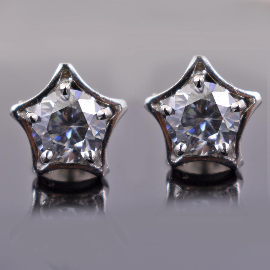 2 Ct Star Shape Blue Diamond Solitaire Studs in 925 Sterling Silver - ZeeDiamonds
