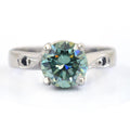 1.80 Ct Certified Blue Diamond Women's Ring with Black Diamond Accents - ZeeDiamonds