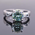 1.80 Ct Certified Blue Diamond Women's Ring with Black Diamond Accents - ZeeDiamonds